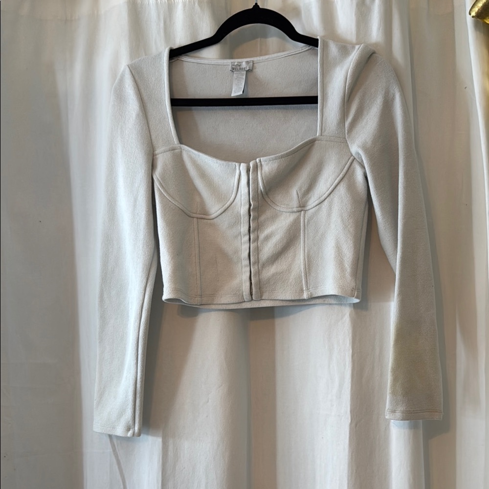 Elegant White Long Sleeve Women's Top